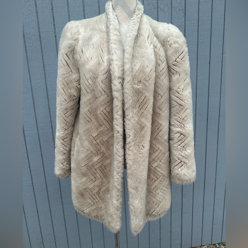 Luxurious Cream Faux Mink Fur Coat